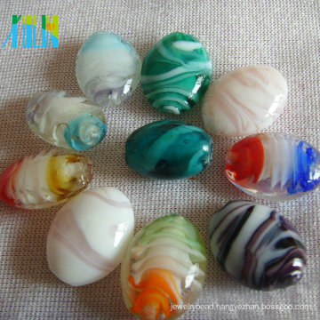 high quality wholesale multi-colored lampwork glass beads for jewelry making millefiori rice shape beads